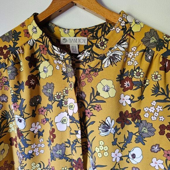 EUC WORN ONCE ELIANE ROSE FLORAL QUARTER BUTTONED PUFFED SLEEVES DRESS SIZE 10/M - Picture 3 of 16